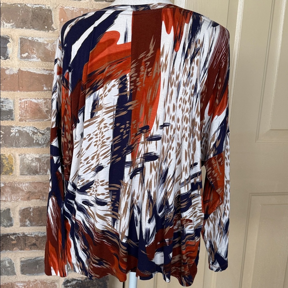 Ruby Rd. Multicolor Abstract Dolman Long Sleeve T… - image 4